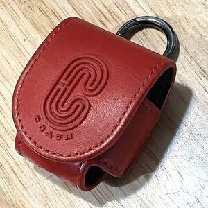 Coach Wireless Earbuds AirPods Case Red Leather Magnetic Clasp
